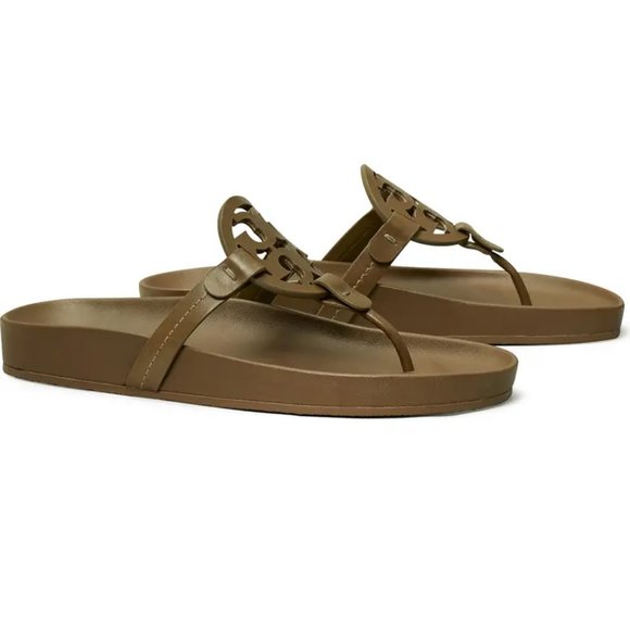❤️ NIB Tory Burch Miller Cloud Leather Sandal Olive Green US 7 7.5 AUTHENTIC